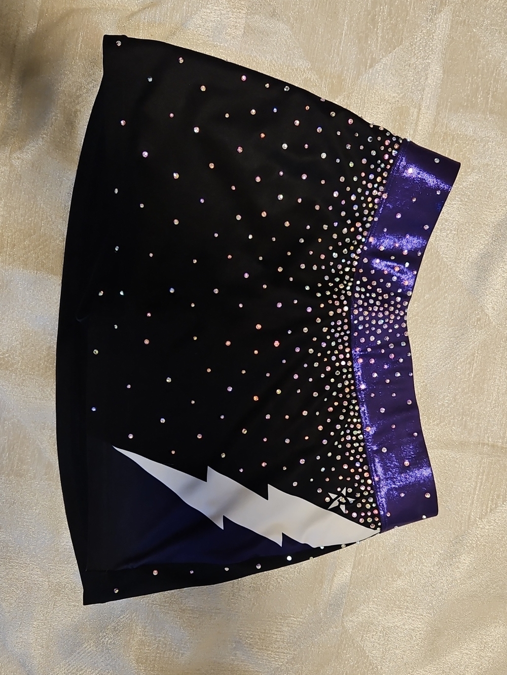 Black and Purple Performance Mini Skirt with Rhinestone Waistband